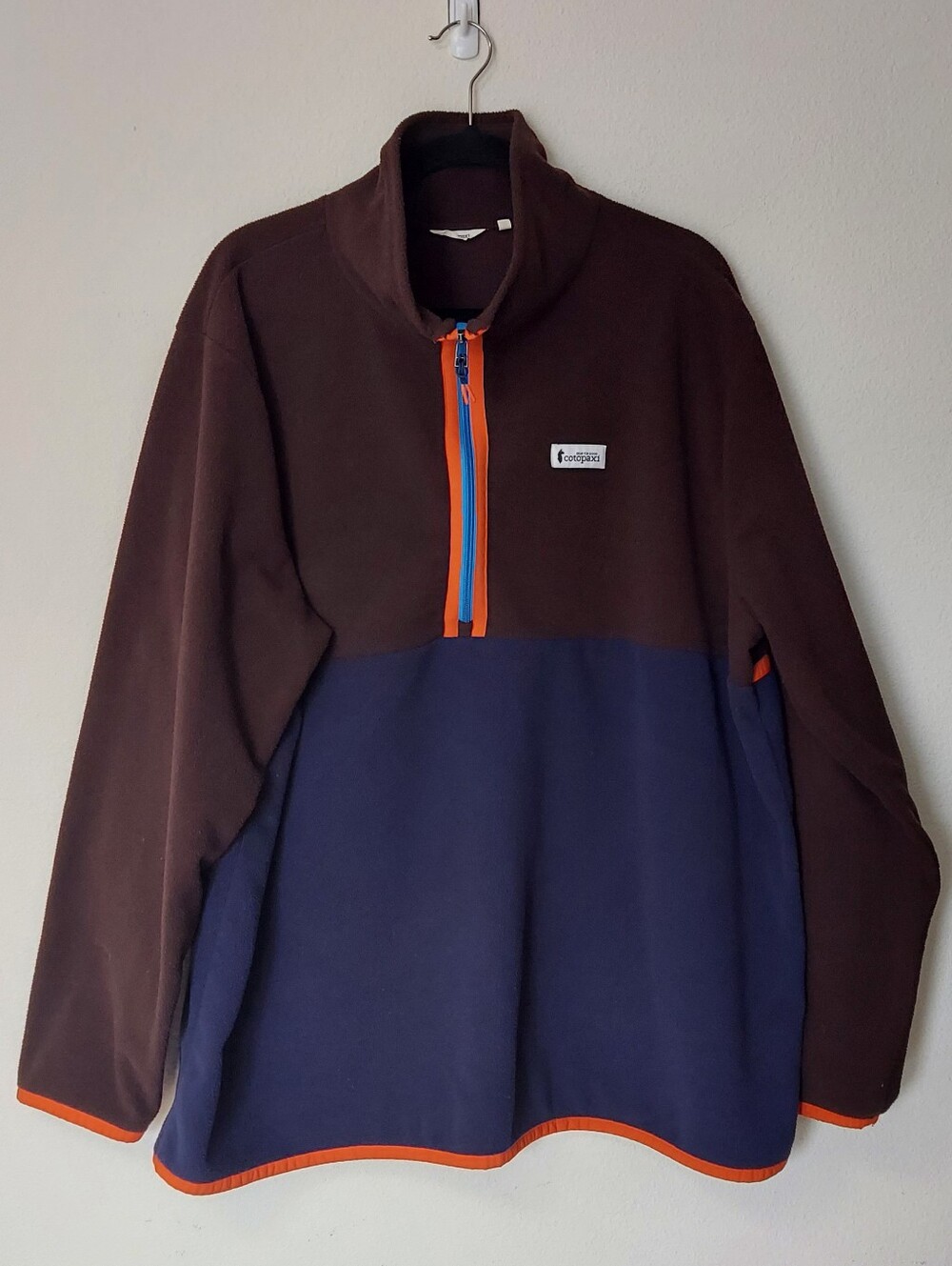 Cotopaxi Colorblock Half-Zip Fleece Pullover - Brown, Navy, Orange Size XXL